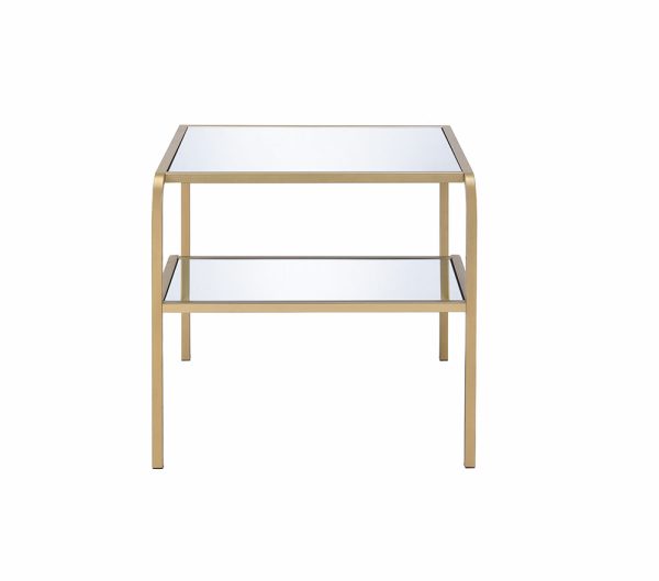 23  Gold And Clear Glass End Table With Two Shelves Online