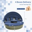 Outdoor PE Wicker Round Daybed with Retractable Canopy and Cushions-Navy For Discount