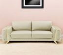 90  Beige Italian Leather Sofa With Gold Legs For Cheap