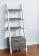 69  Gray and White Wood Ladder Bookcase With Two drawers Online Sale