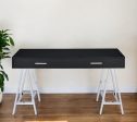 54  Black and Silver Writing Desk With Two Drawers For Discount