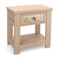 Wood Retro End Table with Mirrored Glass Drawer and Open Storage Shelf-Natural Supply