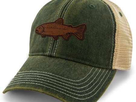 Rainbow Trout Leather Patch Dirty Water Trucker Online Hot Sale