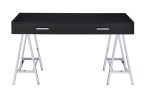 54  Black and Silver Writing Desk With Two Drawers For Discount