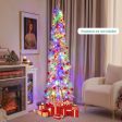 4 5 6 Feet Pre-Lit Artificial Christmas Tree Snow-Flocked Slim Pencil Xmas Decor-6 ft on Sale