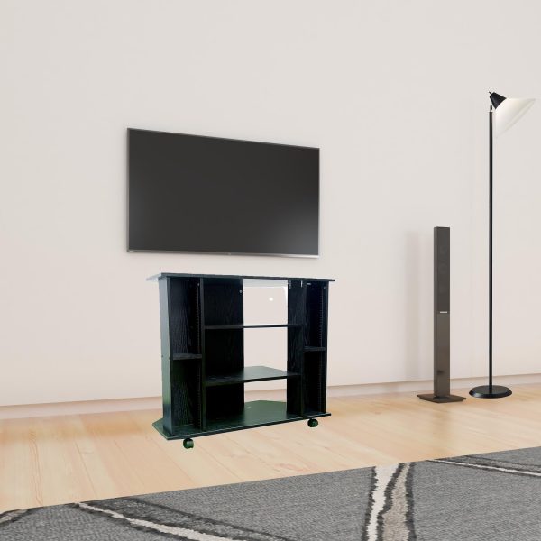 35  Black Open Shelving TV Stand For Discount