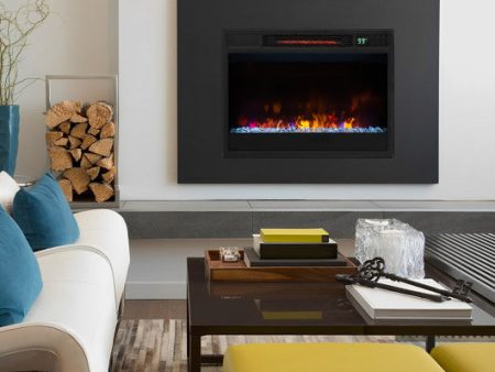 23 Inch 1500W Recessed Electric Fireplace Insert with Remote Control-Black Supply