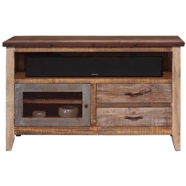 53  Brown Solid Wood Cabinet Enclosed Storage Distressed TV Stand For Cheap