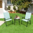 2 Set of Patio Dining Chair with Armrests and Metal Frame-Light Green Discount