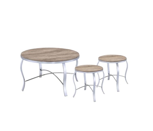 19  Gray And Brown Wood And Stainless Steel Round End Tables Online