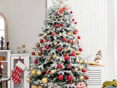 4.5 6 7 FT Artificial Pre-Lit Christmas Tree Hinged Xmas Tree with Warm White LED lights-6 ft Hot on Sale