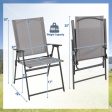 2 Pieces Patio Folding Chairs with Armrests for Deck Garden Yard-Gray Sale