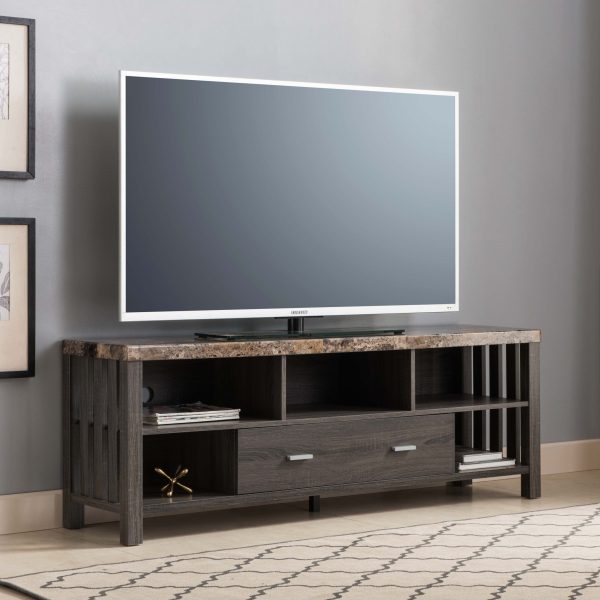 60  Gray Enclosed Storage TV Stand on Sale