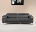 89  Dark Gray Italian Leather Sofa With Silver Legs For Discount