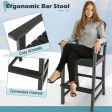 30 Inches Counter Height Outdoor HDPE Bar Stool with Armrests and Footrest-Black Supply