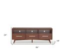 64  Brown Mahogany Solid Wood Open Shelving TV Stand For Sale