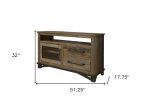 51  Brown Solid Wood Cabinet Enclosed Storage Distressed TV Stand Cheap