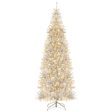 6 7 FT Pre-Lit Artificial Silver Tinsel Xmas Tree with 790 Branch Tips and 300 LED Lights-7 ft Fashion