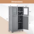 Bathroom Floor Storage Locker Kitchen Cabinet with Doors and Adjustable Shelf-Gray Cheap