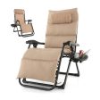 Adjustable Metal Zero Gravity Lounge Chair with Removable Cushion and Cup Holder Tray-Beige Sale