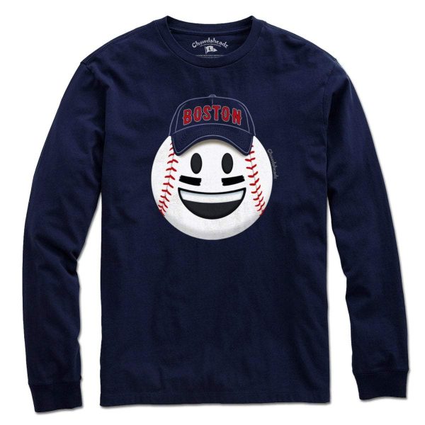 Boston Smiley Baseball Face T-Shirt Hot on Sale