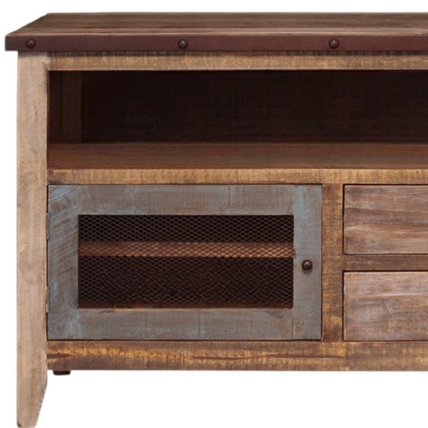 53  Brown Solid Wood Cabinet Enclosed Storage Distressed TV Stand For Cheap