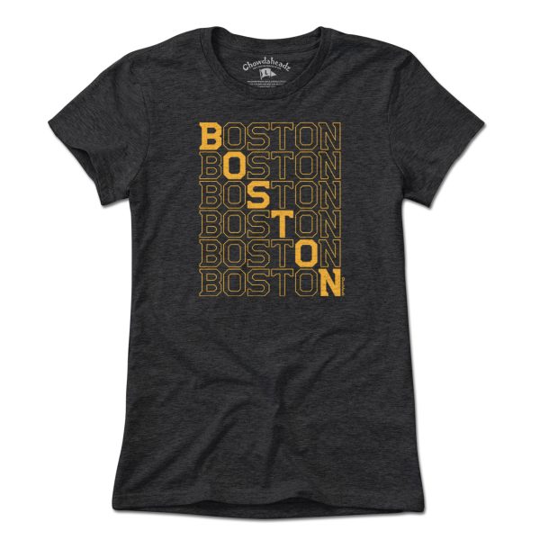 Black & Gold Boston Stacked T-Shirt For Discount