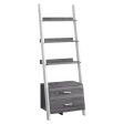 69  Gray and White Wood Ladder Bookcase With Two drawers Online Sale