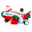 9 Feet Lighted Christmas Inflatable Santa Claus on Helicopter with Penguin For Sale