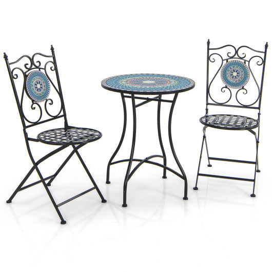 3 Piece Patio Bistro Set with Mosaic Pattern Hot on Sale