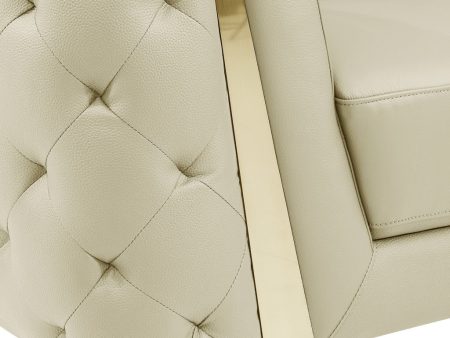 90  Beige Italian Leather Sofa With Gold Legs For Cheap