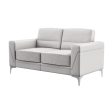 63  Light Gray And Silver Faux Leather Loveseat Supply