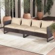 2 Pieces Patio Furniture Sofa Set with Cushions and Sofa Clips-Brown For Cheap