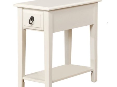 23  White Solid Wood End Table With Drawer And Shelf Supply