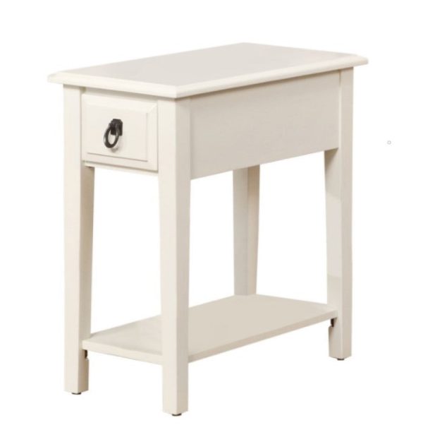 23  White Solid Wood End Table With Drawer And Shelf Supply