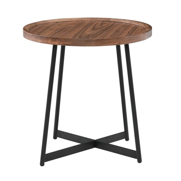 21.66  X 21.66  X 22.05  Round Side Table In American Walnut And Black Online Sale