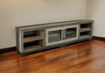 93  Brown Solid Wood Cabinet Enclosed Storage Distressed TV Stand Discount