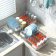 Expandable Dish Drying Rack Adjustable Dual-Part Dish Drainer with Detachable Utensil Holder Fashion