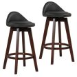 2 Pieces Cushioned Swivel Bar Stool Set with Low Back-Black Online Sale