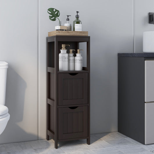 Wooden Bathroom Floor Cabinet with Removable Drawers-Brown Supply