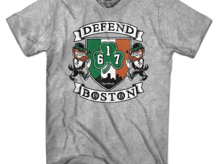 Defend Boston Shamrock Shield T-Shirt Hot on Sale