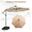 10 Feet Cantilever Umbrella with 32 LED Lights and Solar Panel Batteries-Beige Supply