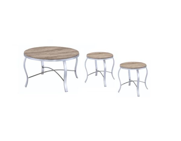 19  Gray And Brown Wood And Stainless Steel Round End Tables Online