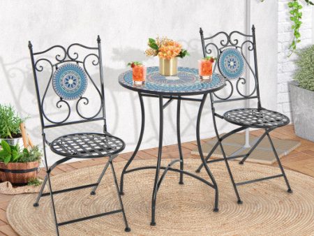 3 Piece Patio Bistro Set with Mosaic Pattern Hot on Sale