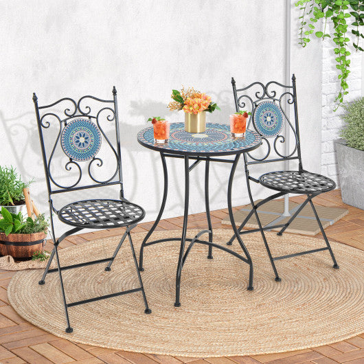 3 Piece Patio Bistro Set with Mosaic Pattern Hot on Sale