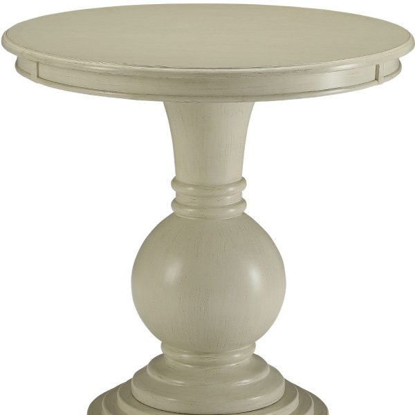 26  White Solid And Manufactured Wood Round End Table For Sale