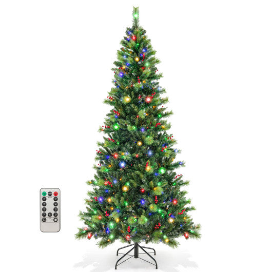 6 7 8 Feet Pre-Lit Artificial Christmas Tree with 300 400 500 LED Lights-8 ft For Cheap