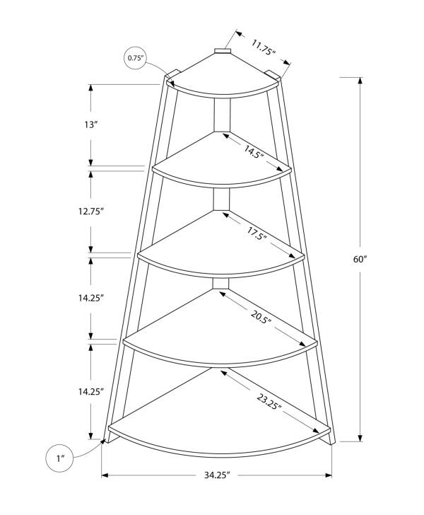 60  White Wood Four Tier Corner Bookcase Online