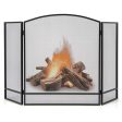 3-Panel Foldable Fireplace Screen with Wrought Metal Mesh-Black Online Sale