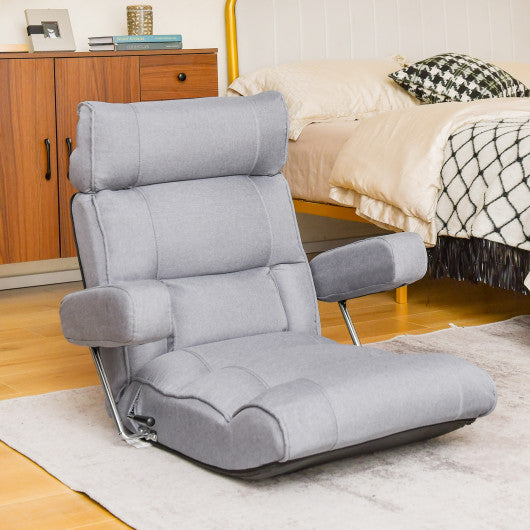 Adjustable Folding Sofa Chair with 6 Position Stepless Back-Gray Hot on Sale